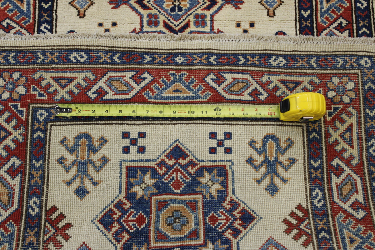 Back of Tribal Super Kazak hand-knotted rug
