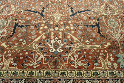 Close-up of wool pile, Blue & Rust rug