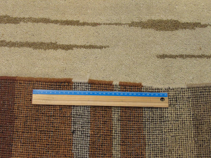 Beige & Rust Modern rug in room setting