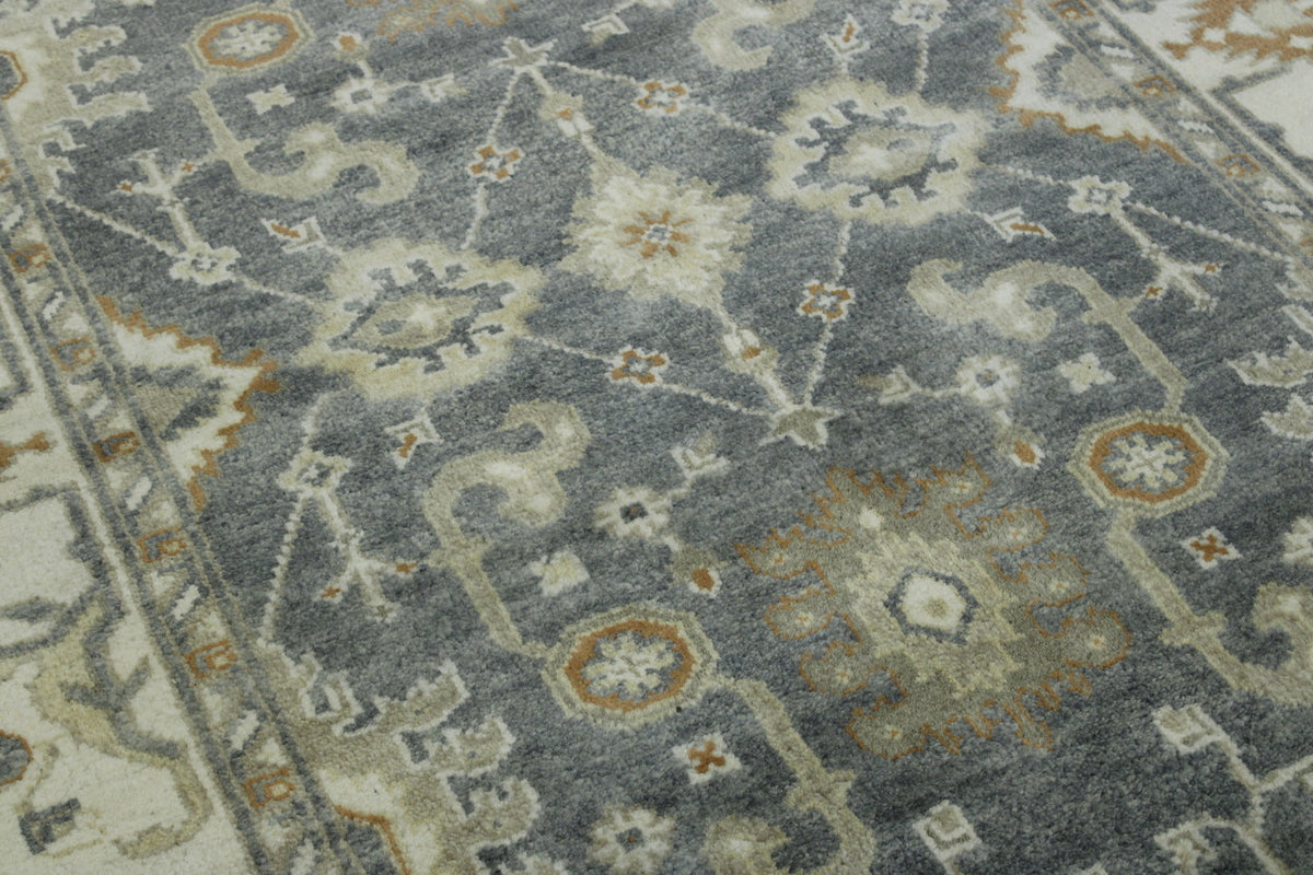 Close-up of wool pile, Blue & Beige rug