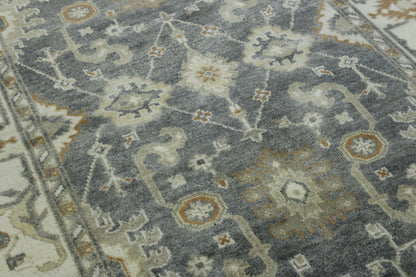 Close-up of wool pile, Blue & Beige rug