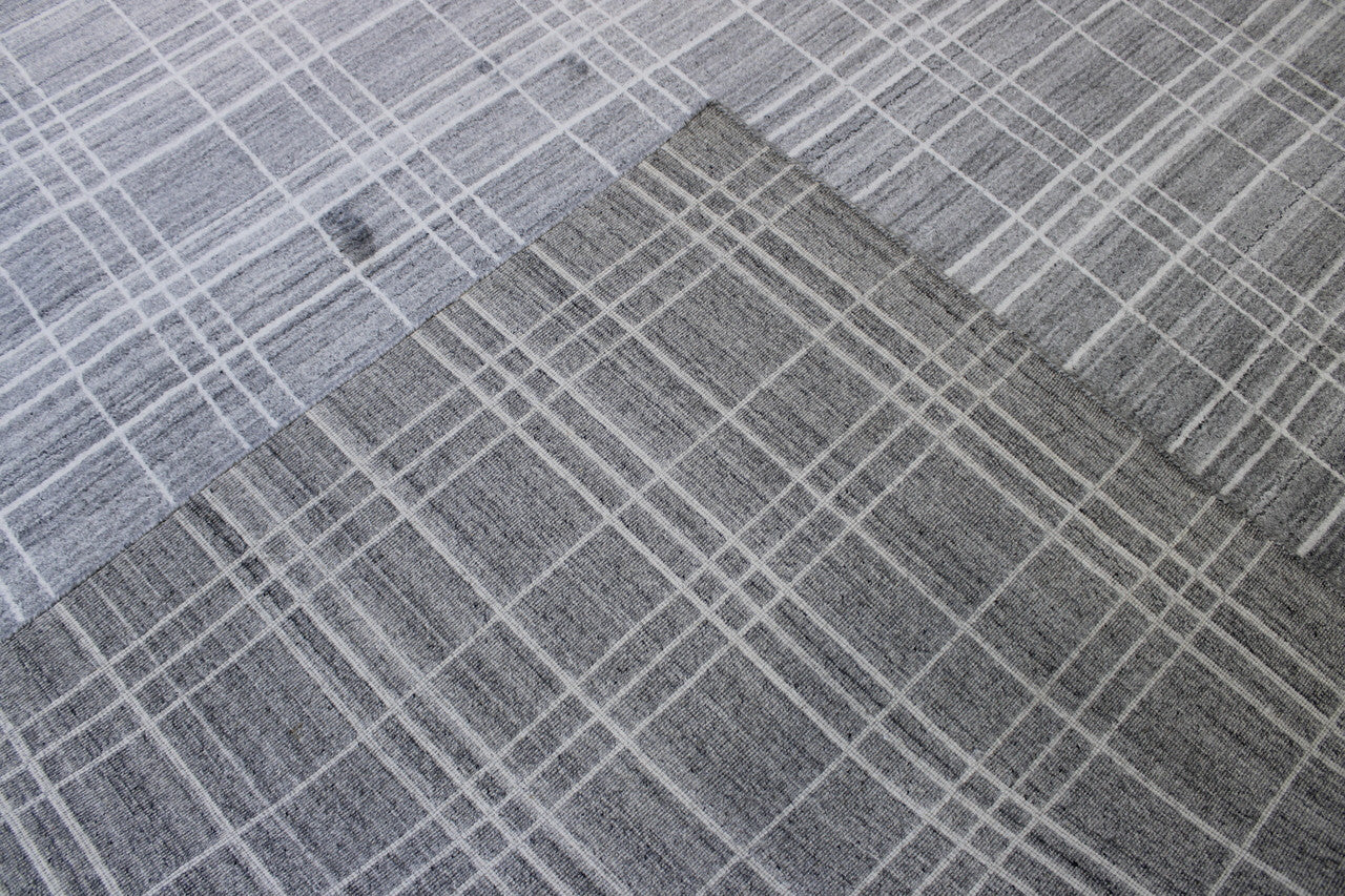 Back of Modern Block Design hand-knotted rug