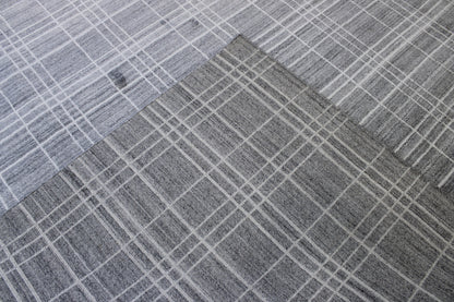 Back of Modern Block Design hand-knotted rug