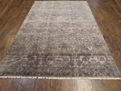Close-up of wool pile, Gray & Purple rug
