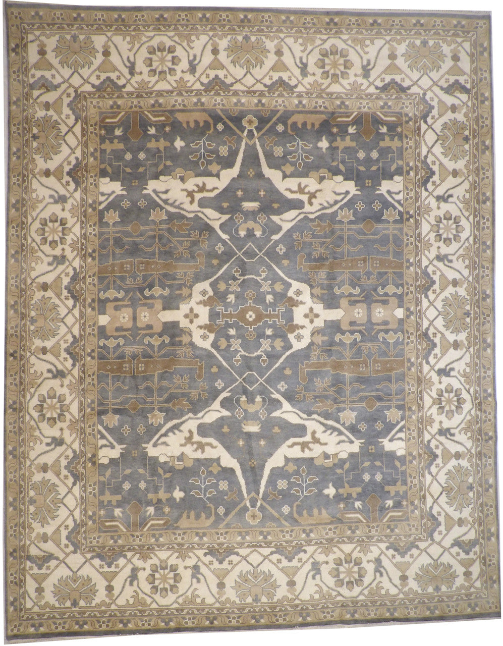 Oushak Ziegler hand-knotted wool rug in Blue, full view