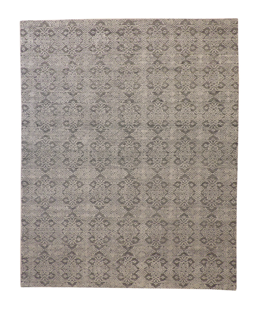 Transitional Flatweave Cutpile hand-knotted wool rug in Gray, full view