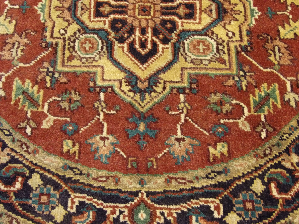 Tribal Heriz rug border detail