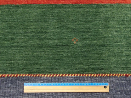 Multi-Color Modern Gabbeh rug in room setting