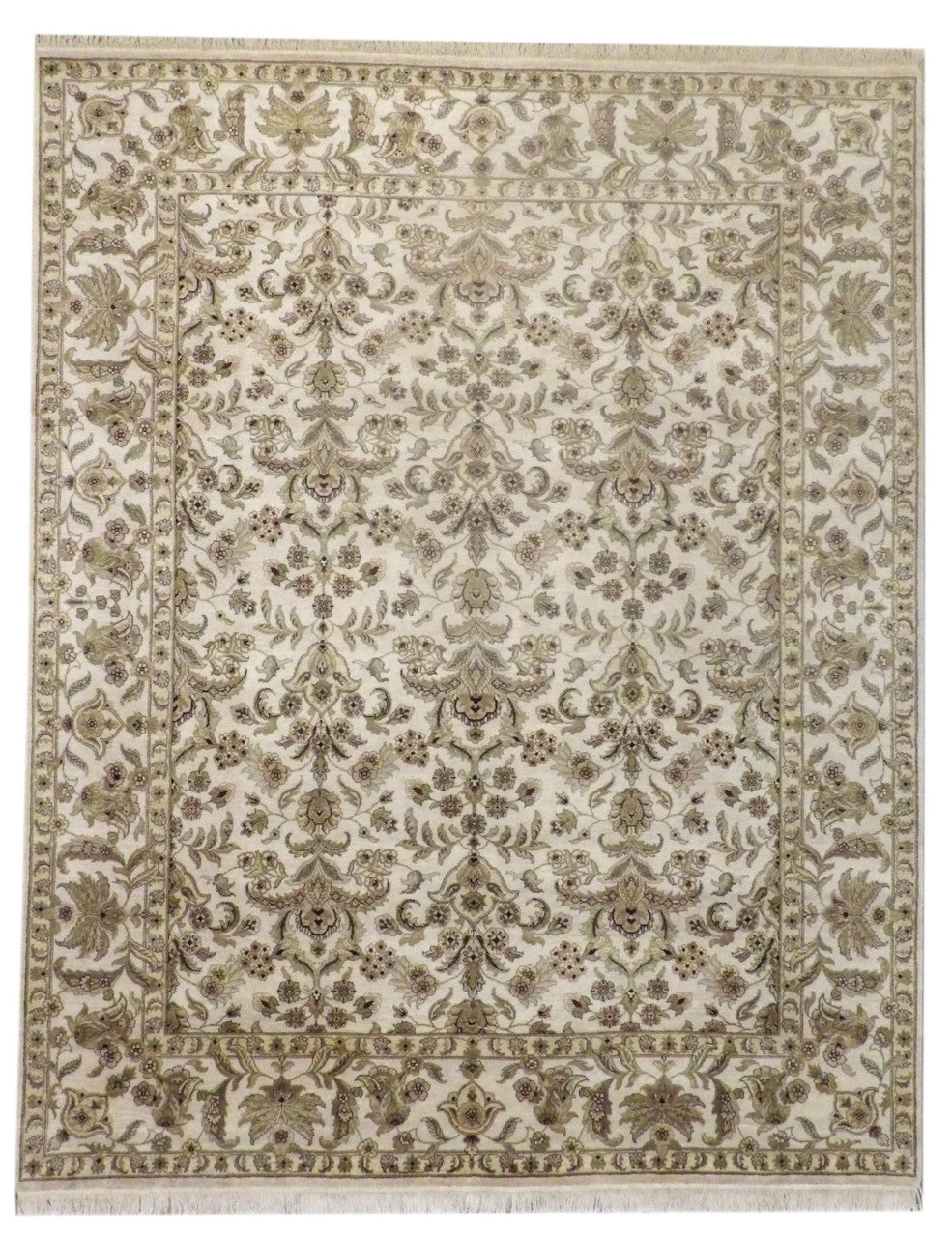 Fine Ziegler tie-dye hand-knotted wool rug in beige, full view