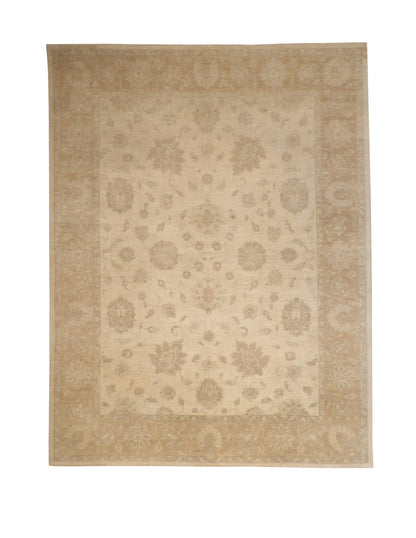 Oushak Chobi hand-knotted wool rug in Brown & Beige, full view