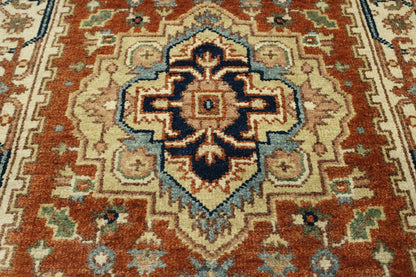 Tribal Indo Heriz rug corner detail