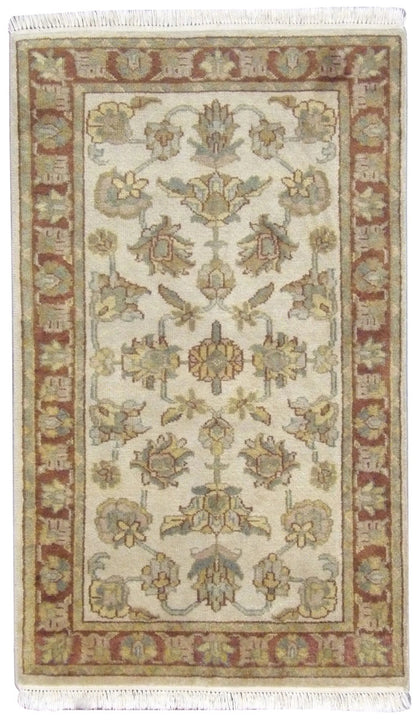 Persian Kashan hand-knotted wool rug in Brown & Beige, full view