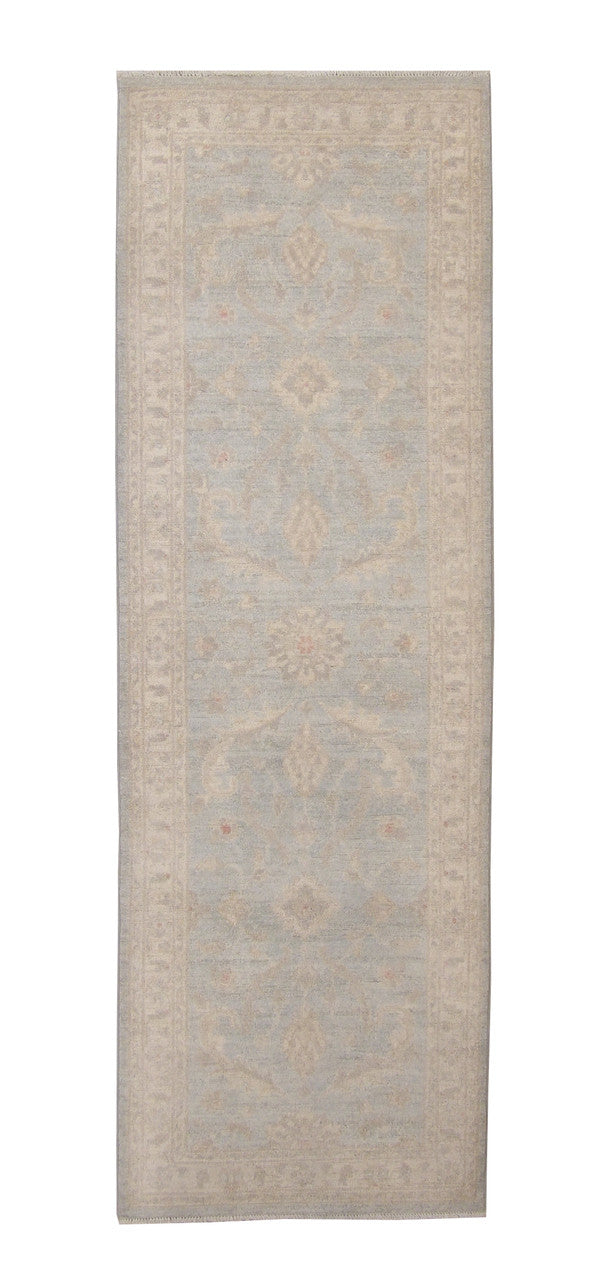 Oushak Chobi hand-knotted wool rug in Blue, full view