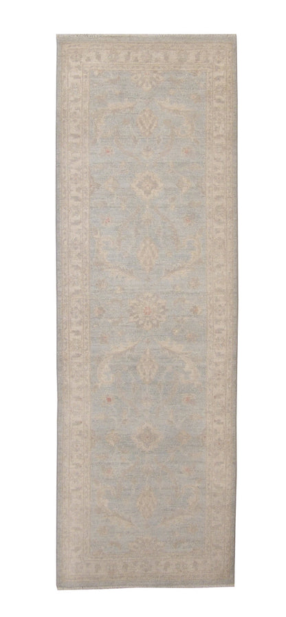 Oushak Chobi hand-knotted wool rug in Blue, full view
