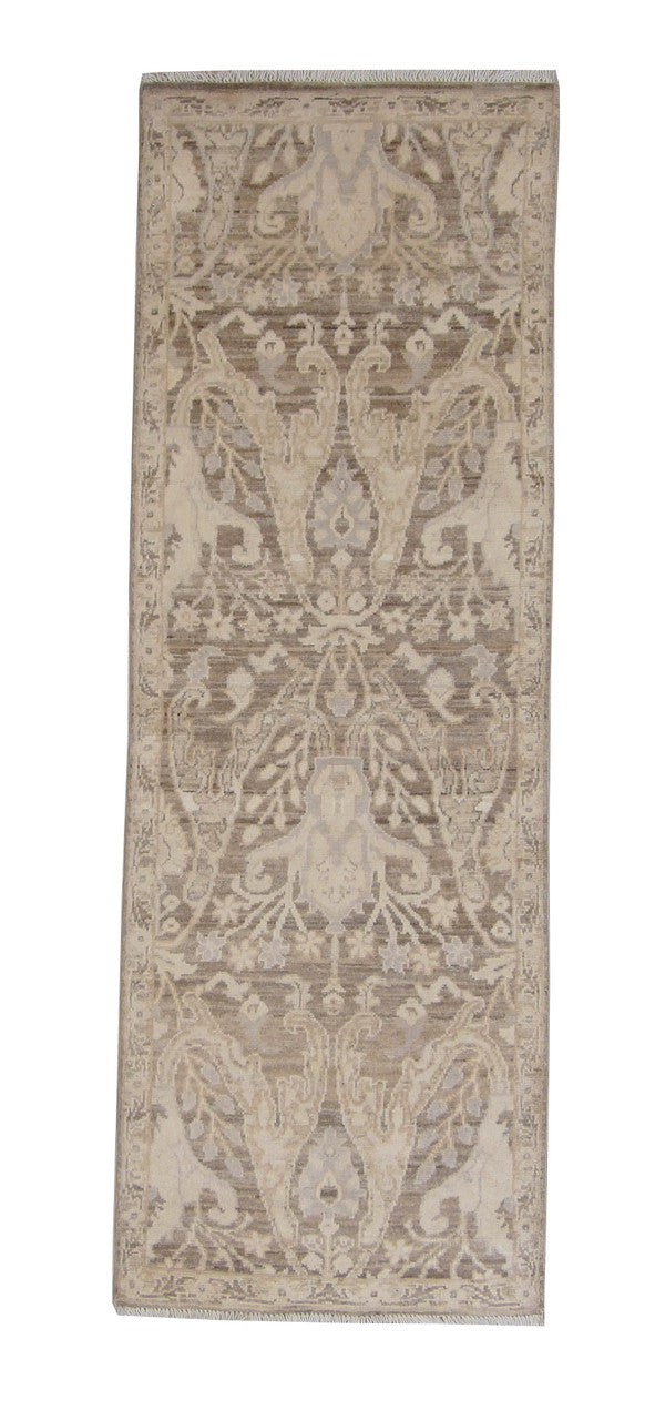 Brown 2'0" x 5'11" Oushak Chobie Hand knotted Wool Rug - Sku: w2096