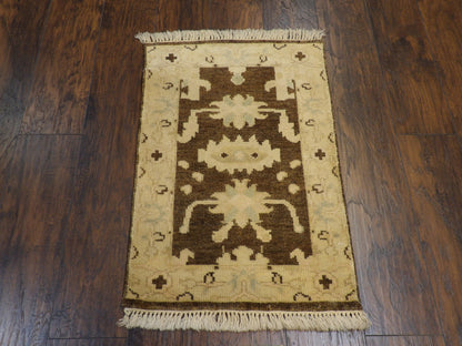 Close-up of wool pile, Brown & Beige rug