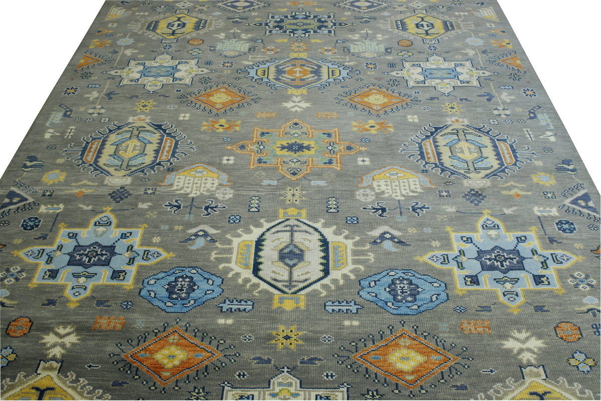 Back of Oushak Ziegler Kazak hand-knotted rug