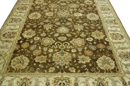 Brown & Beige Traditional Indo Ziegler Chobi rug in room setting