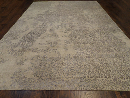 Close-up of wool-silk pile, gray rug