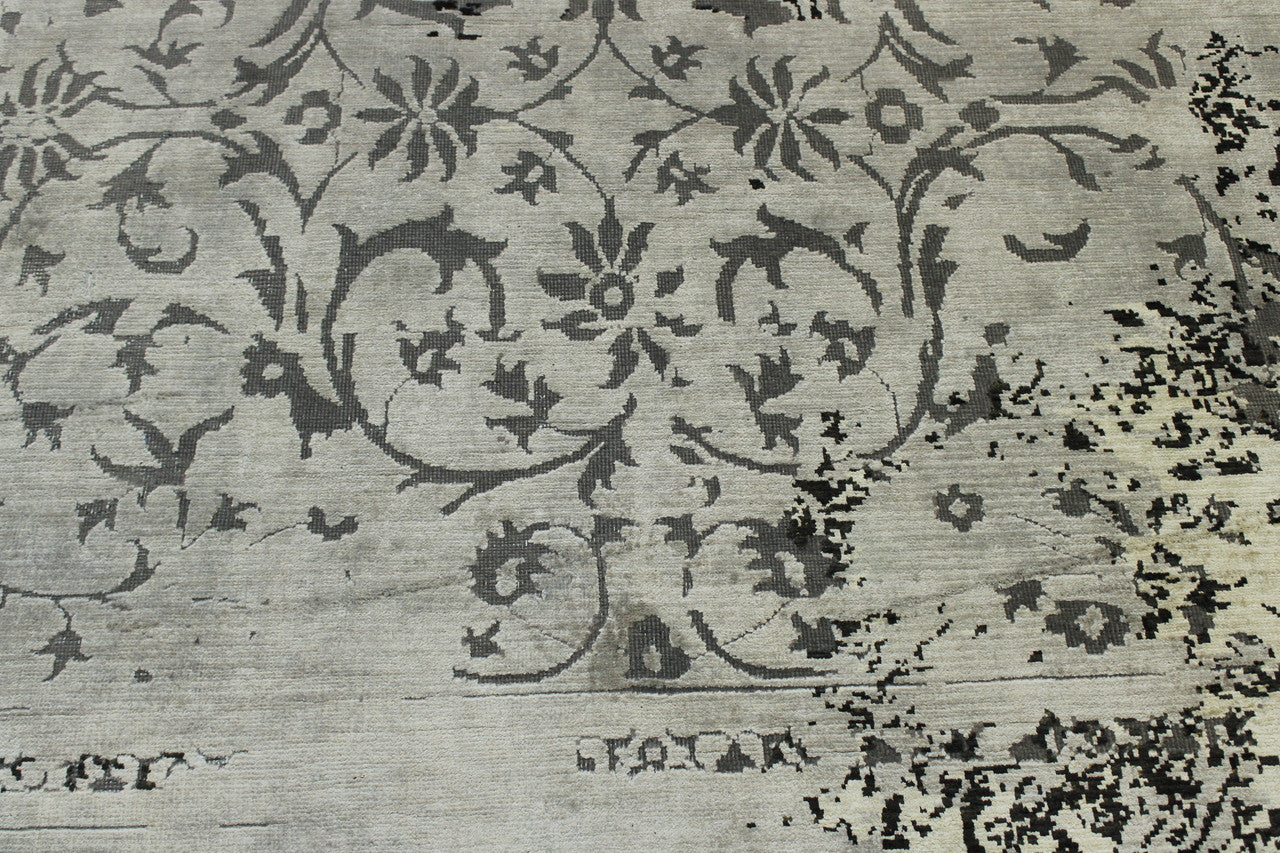 Full view of Transitional Broken Floral Design rug