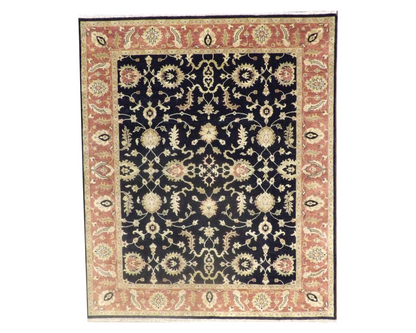 Antique hand-knotted wool rug in Black, 8'0" x 9'7", SKU w943