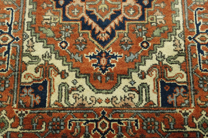 Back of Tribal Heriz hand-knotted rug