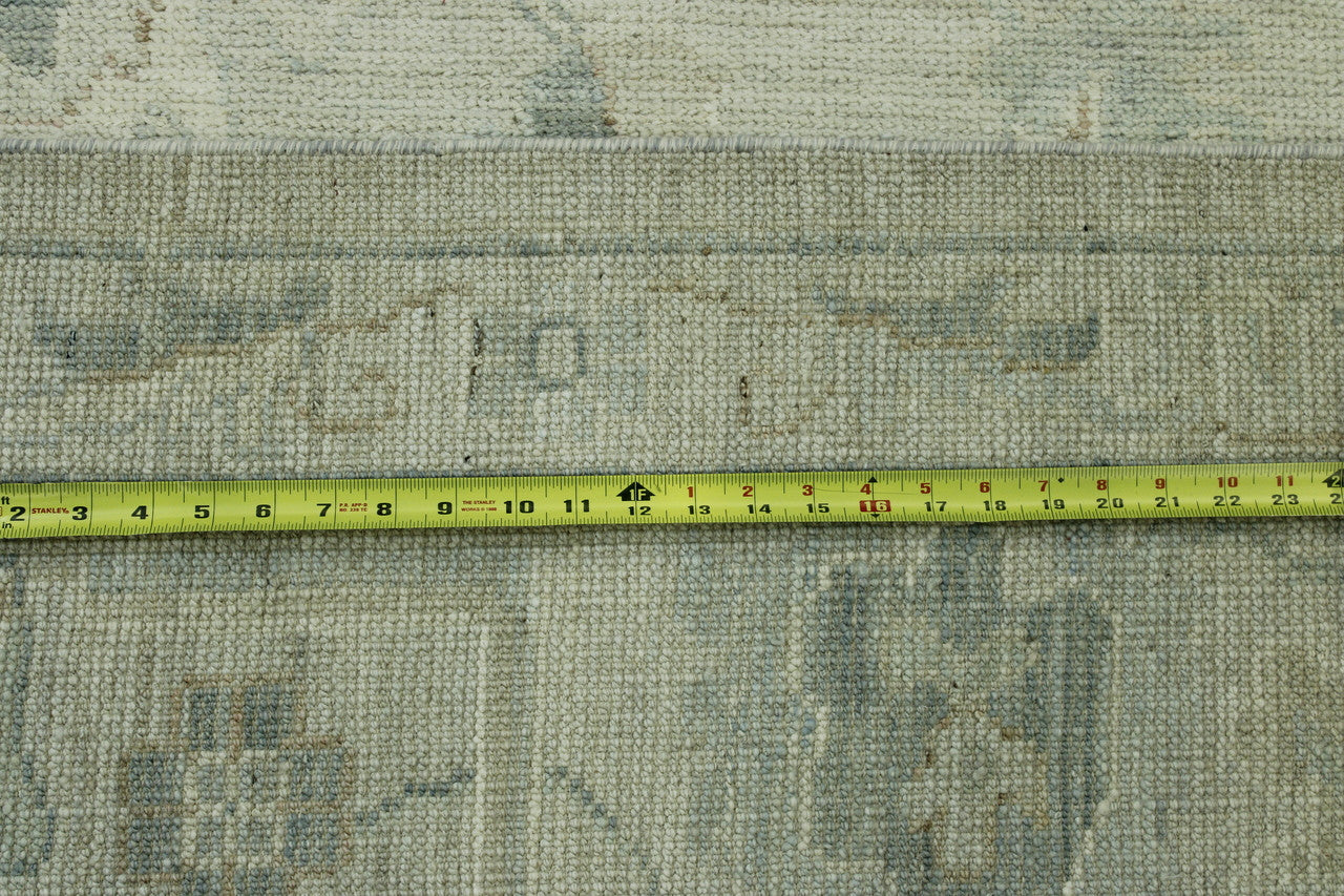 Close-up of wool pile, Blue & Rust rug