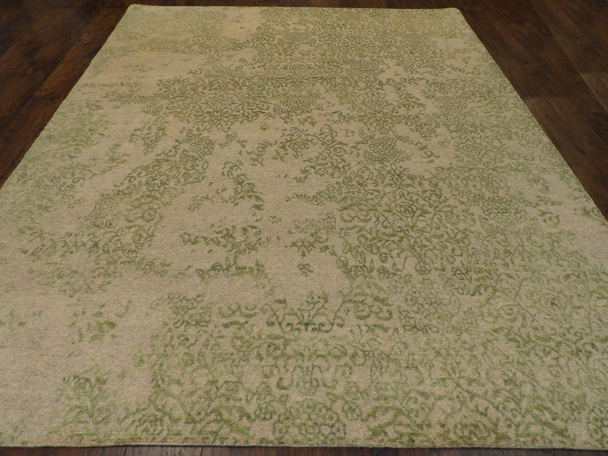 Back of hand-knotted transitional rug showing construction