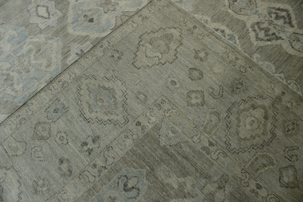 Oushak Wash Chobi hand-knotted wool rug in Blue & Gray, full view