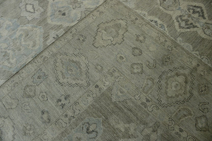 Oushak Wash Chobi hand-knotted wool rug in Blue & Gray, full view