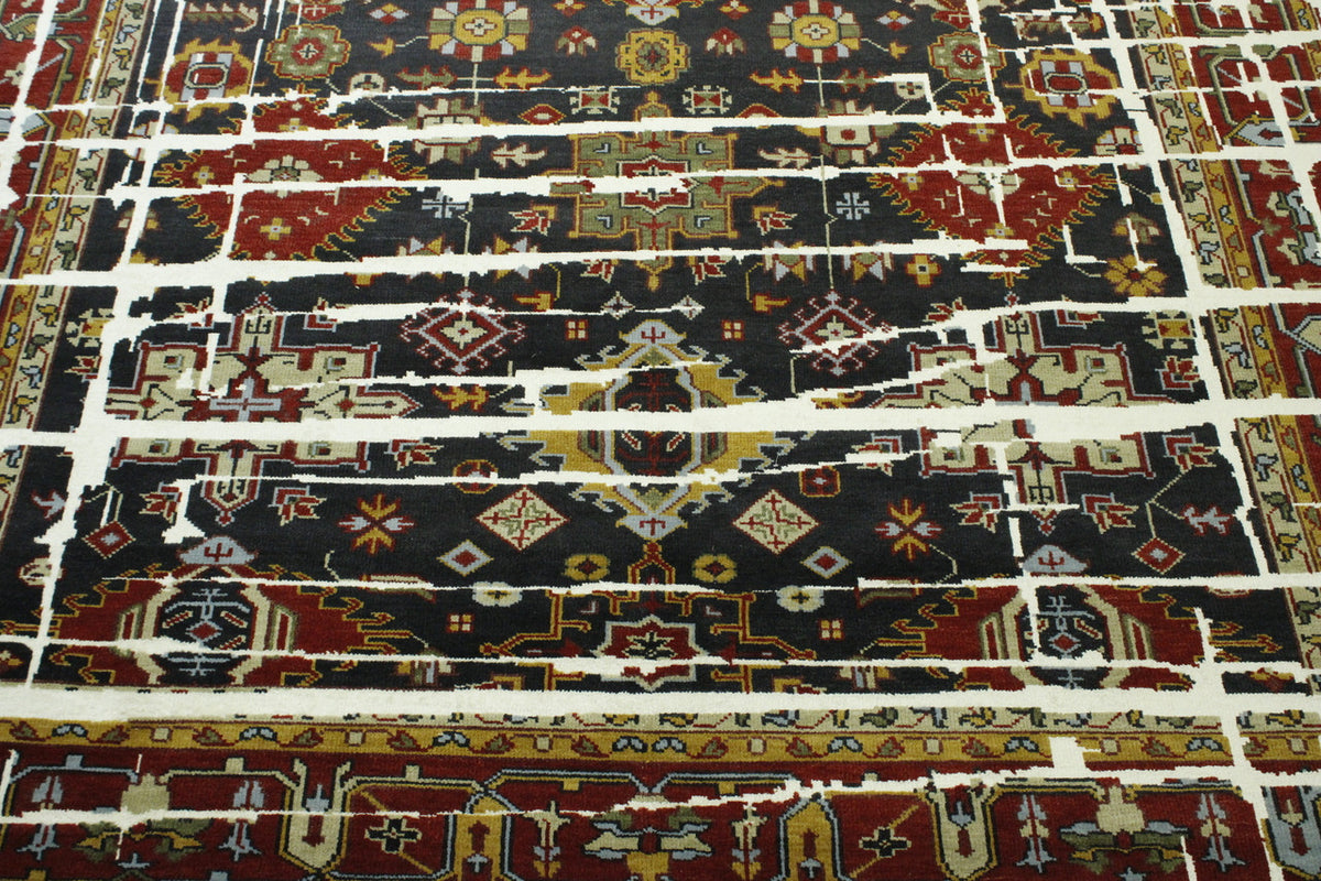 Full view of Transitional Kazak Broken Design rug