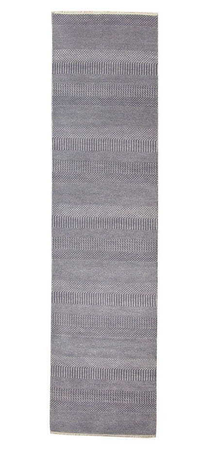 Modern Grass Design hand-knotted wool rug in Blue, full view