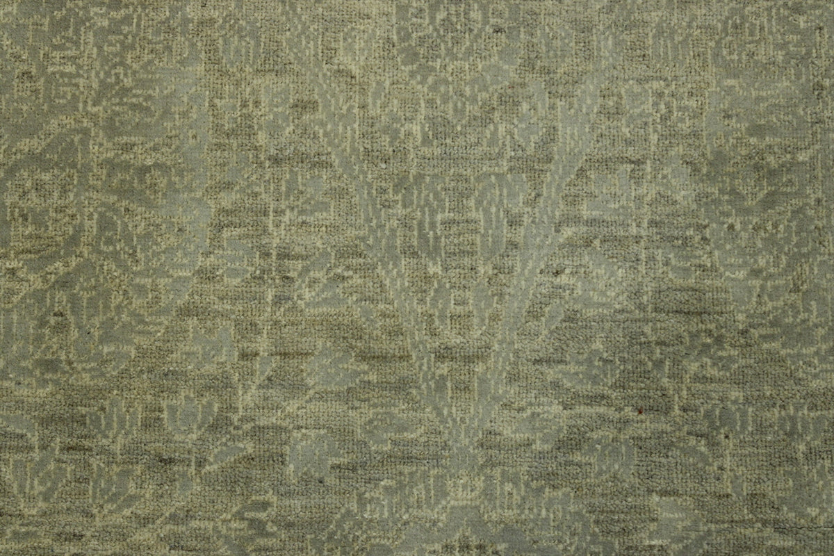 Blue, Beige & Gray Oushak Bamiyan Chobi rug in room setting