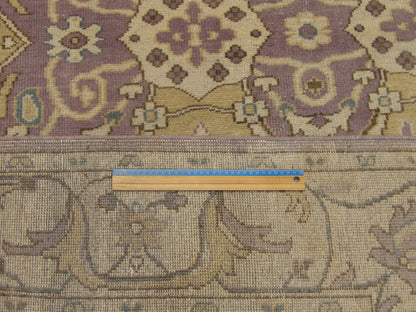 Beige & Purple Turk Oushak Vegetable Dye Wash rug in room setting