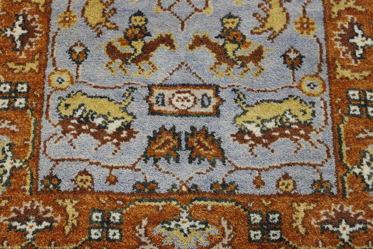 Tribal Indo Heriz rug border detail