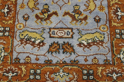 Tribal Indo Heriz rug border detail