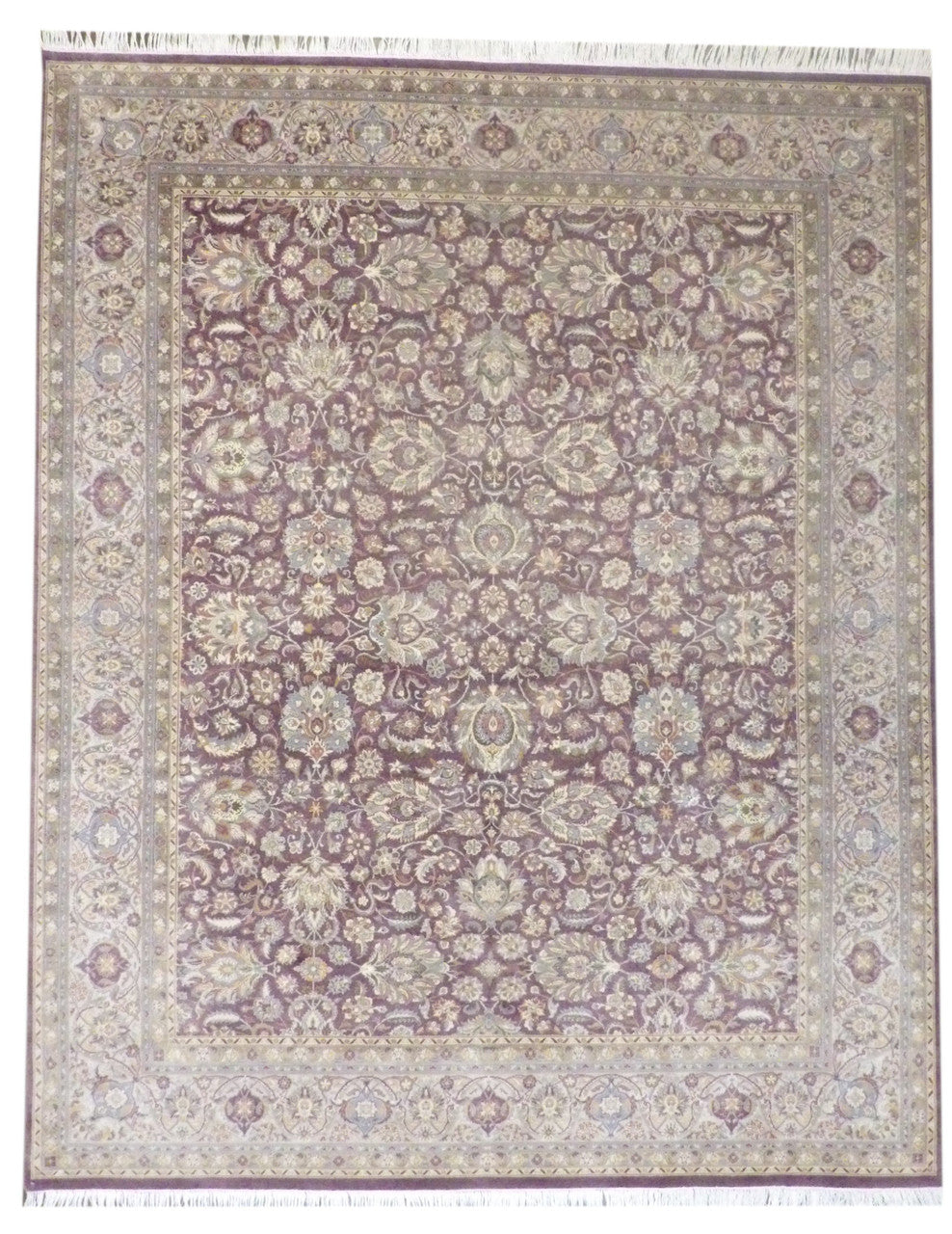 Fine Pak Persian Kashan hand-knotted wool rug in Gray & Red, full view