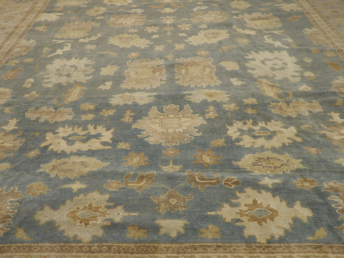 Back of Turk Oushak Vegetable Dye Wash hand-knotted rug