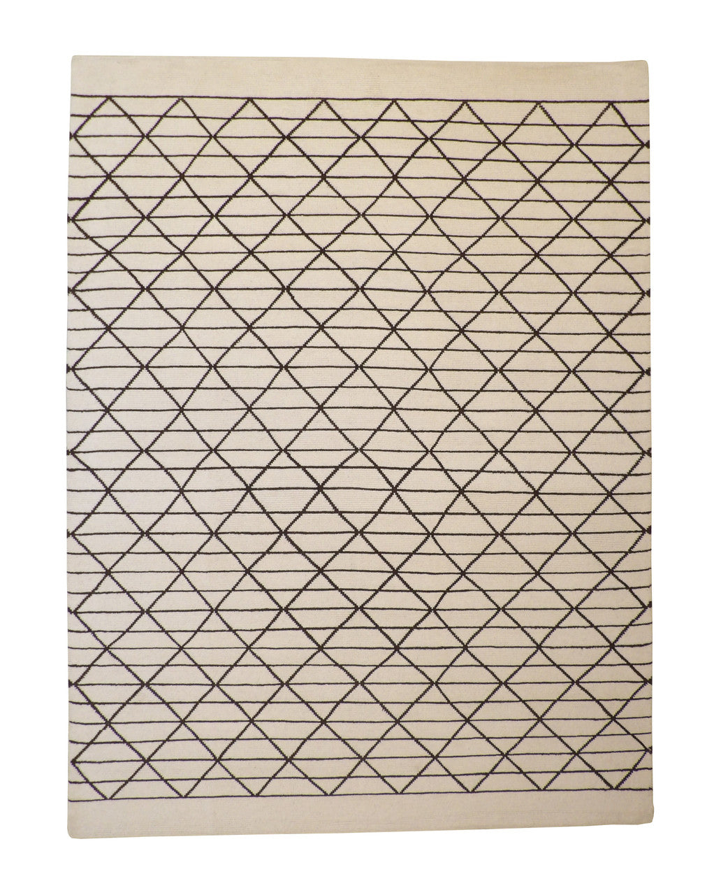 Modern Distressed Moroccan Design hand-knotted wool rug in Brown & Beige, full view