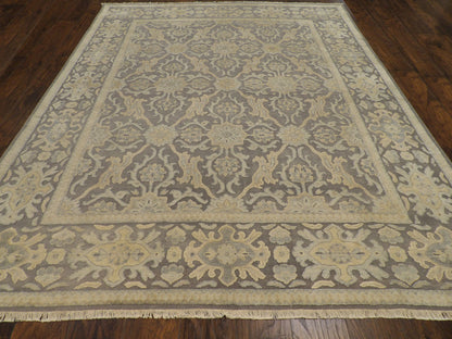 Close-up of oxidized wash finish on Turkish Oushak rug