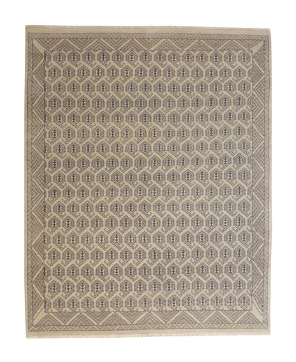 Oushak Kerman Design hand-knotted wool rug in Blue & Gray, full view