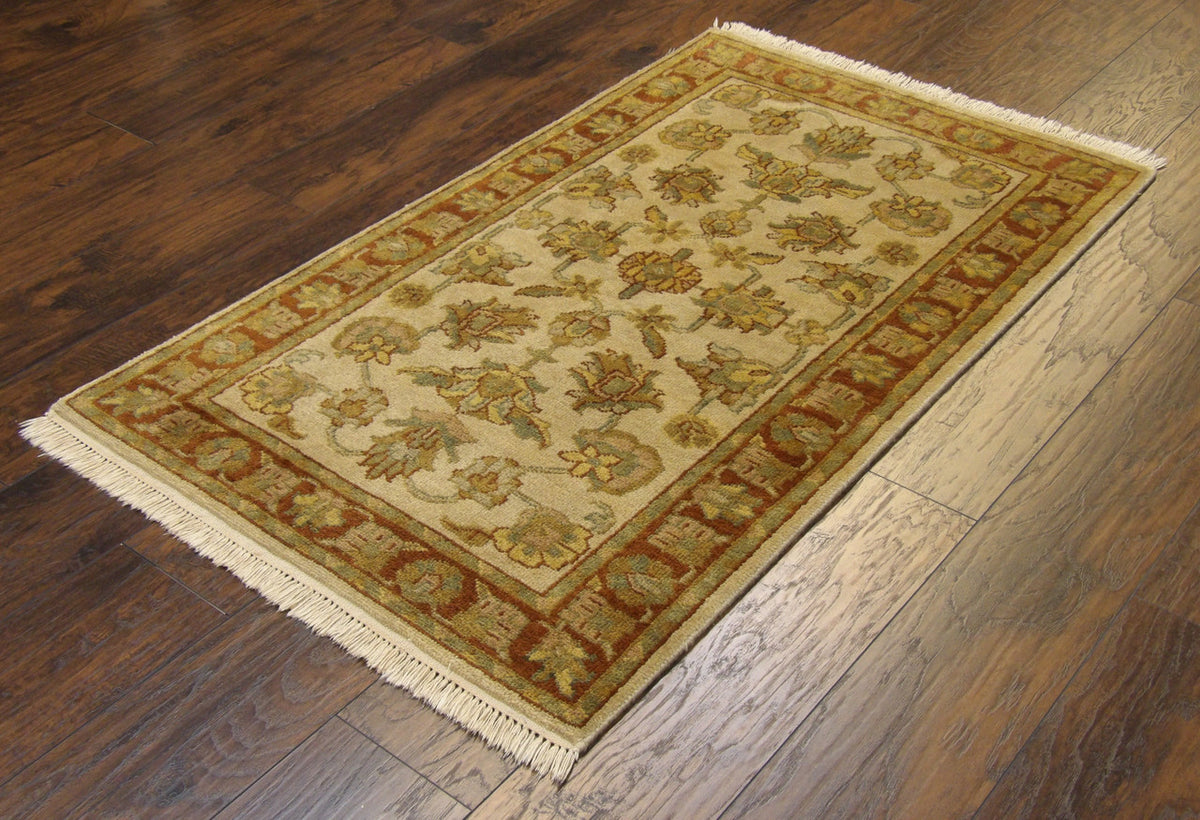 Close-up of wool pile, Brown & Beige rug