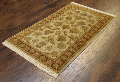 Close-up of wool pile, Brown & Beige rug