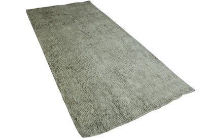 Modern / Contemporary hand-knotted silk rug in Gray, 3'11" x 8'7", SKU w2295