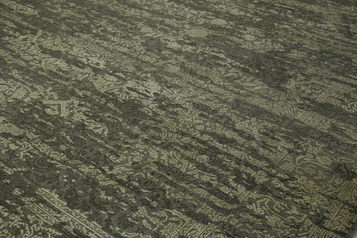 Back of Modern Abstract Broken Design hand-knotted rug