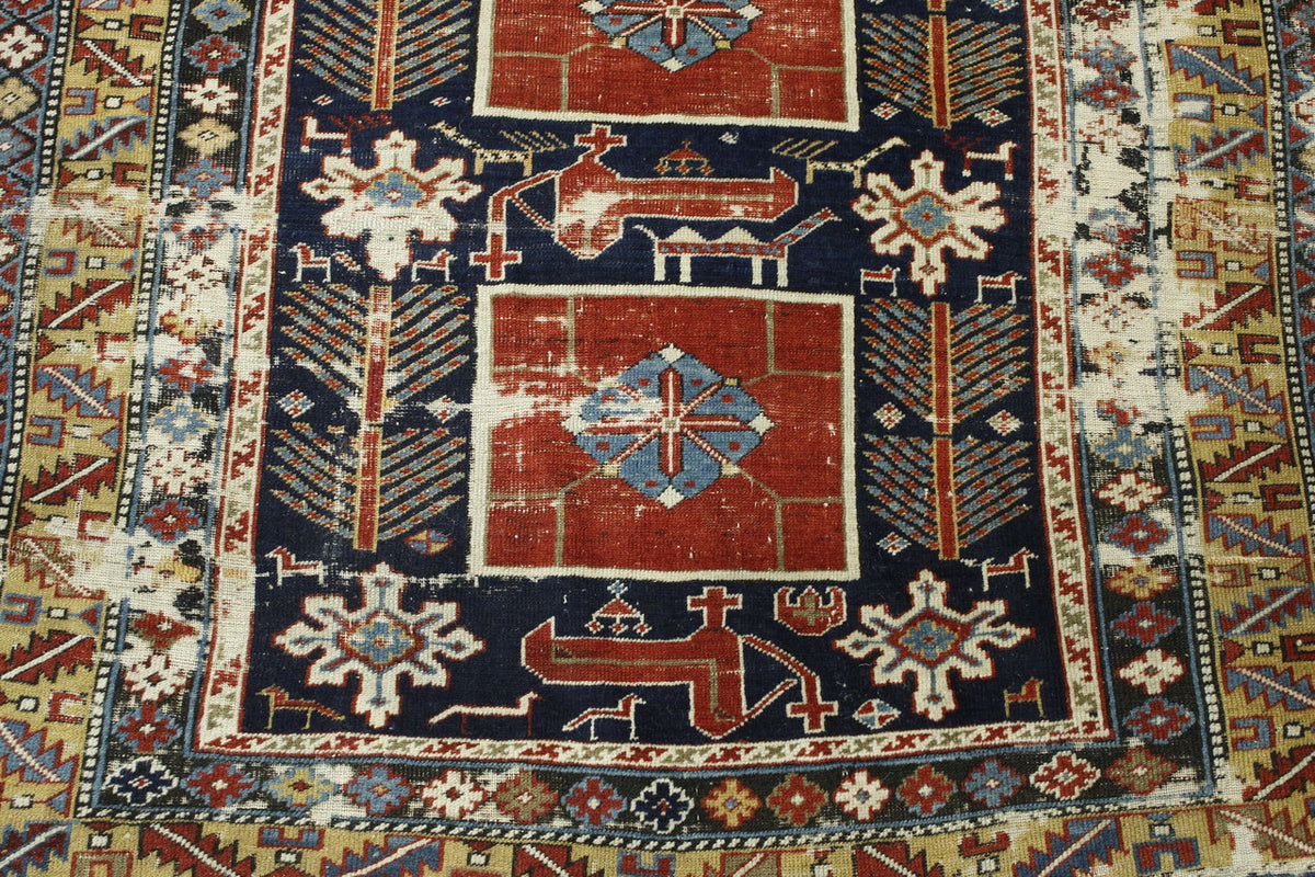 Full view of Traditional Antique Vintage Hamadan rug