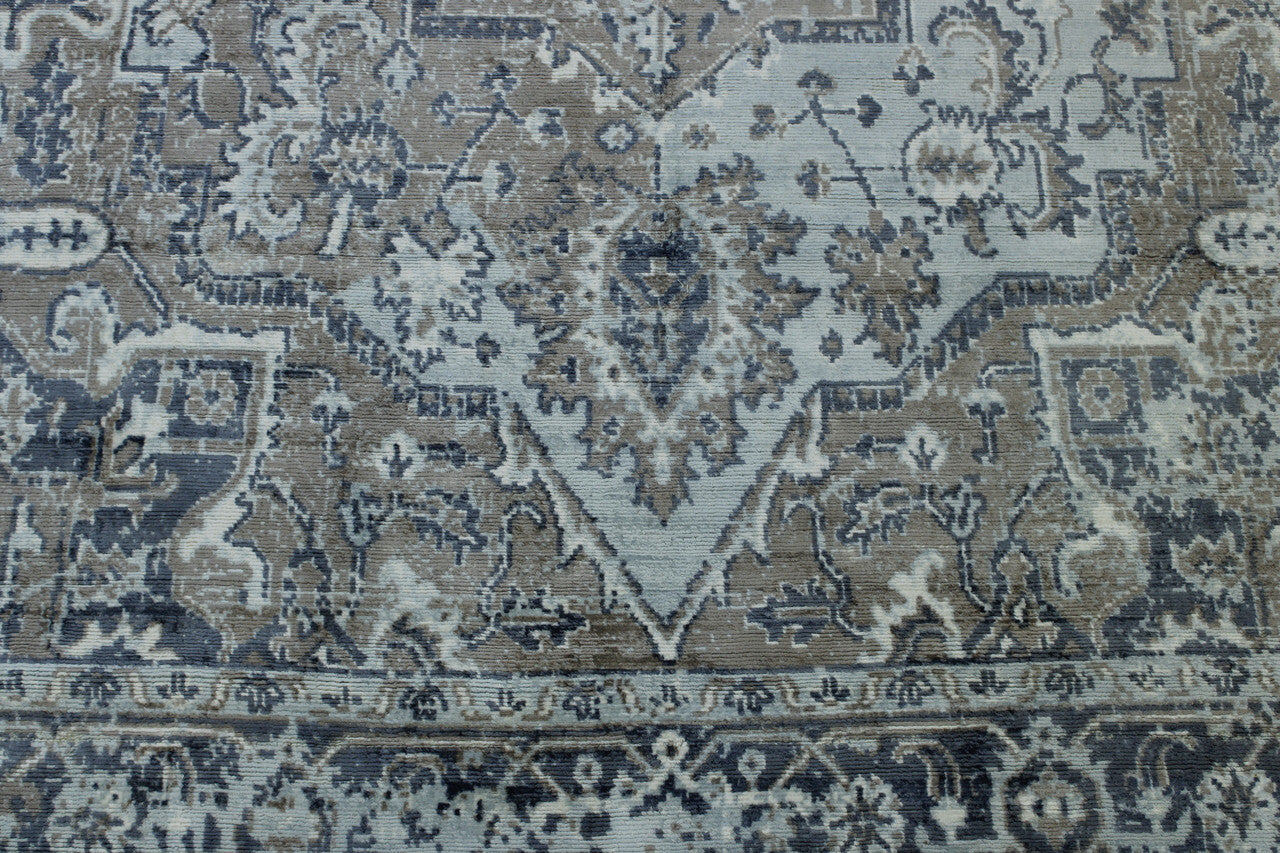 Close-up of silk pile, Pink & White rug