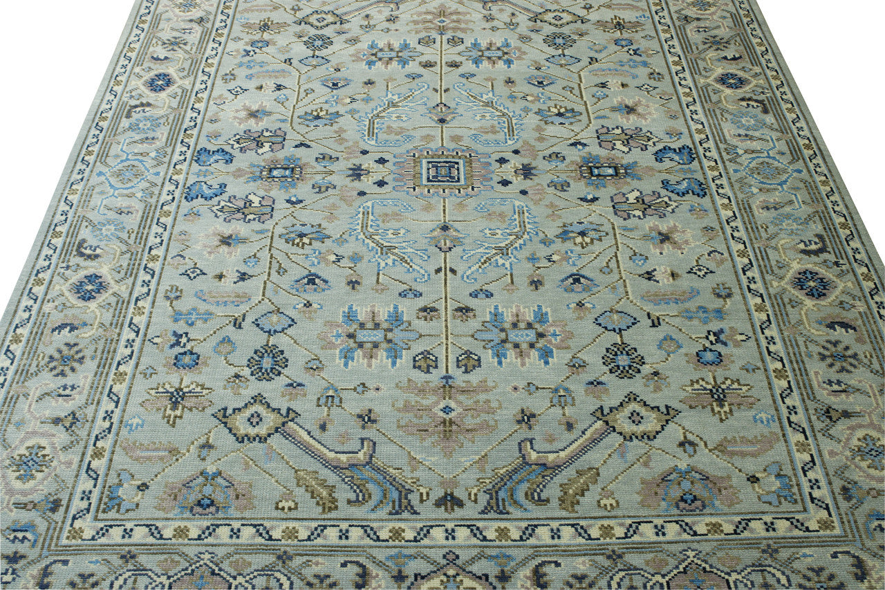 Oushak Colorful Ziegler rug corner detail