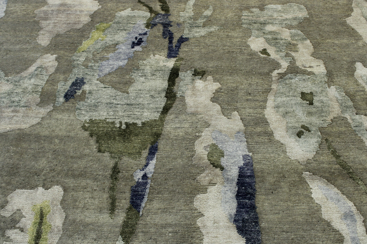 Back of Modern Abstract Broken Design hand-knotted rug