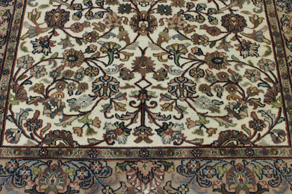 Beige & Pink Traditional Mahal Design rug in room setting